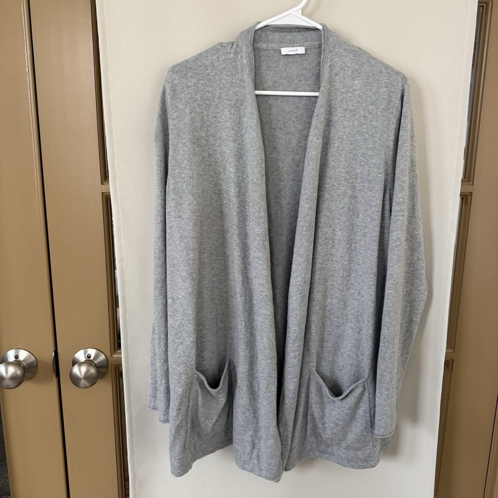 J. Jill‎ Womens Medium Grey Cashmere Blend Sweater Long Sleeve Cardigan Pockets